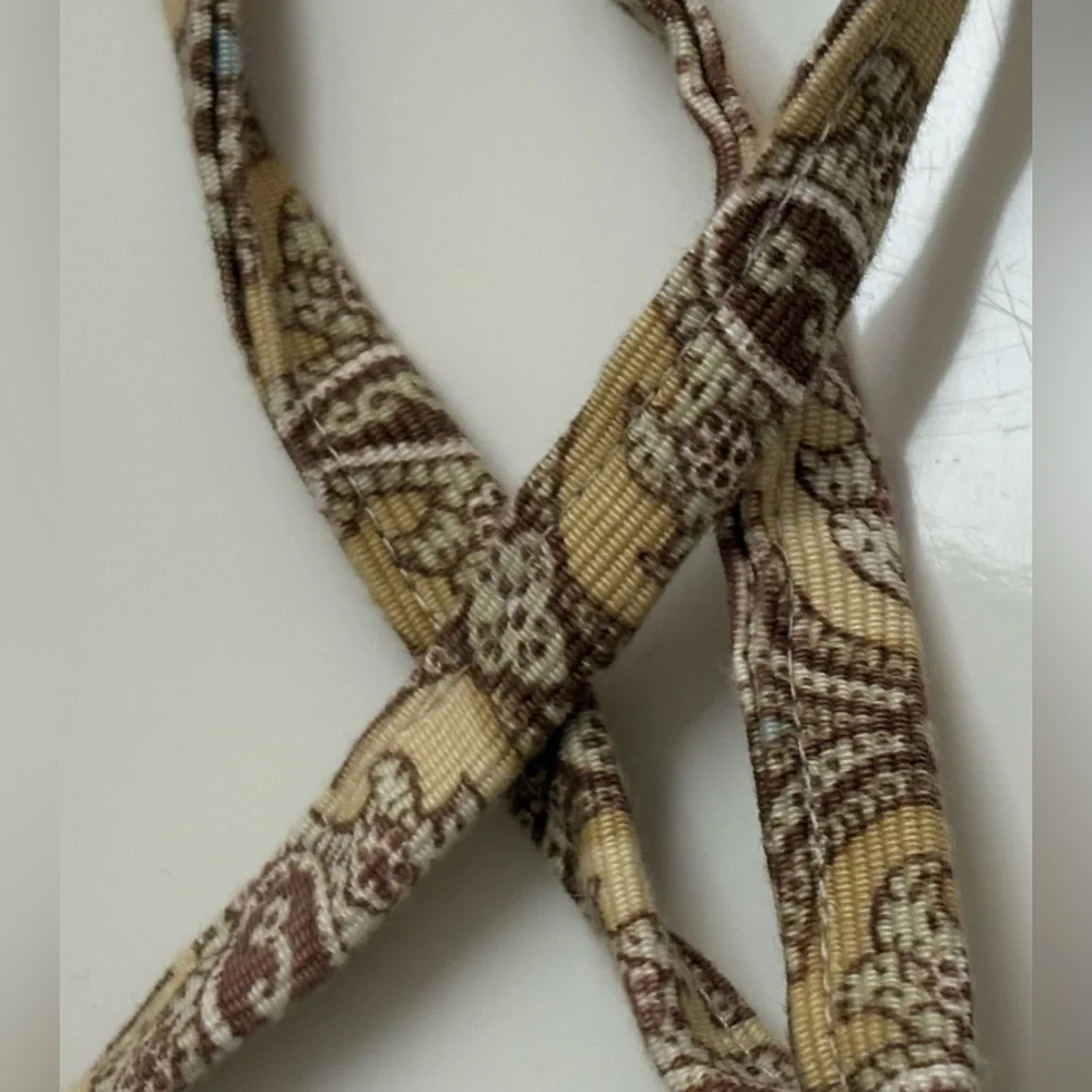 New Jen’s Rag Bag Mid Century Circle Pattern Taupe, Brown & Slate Blue Handmade.